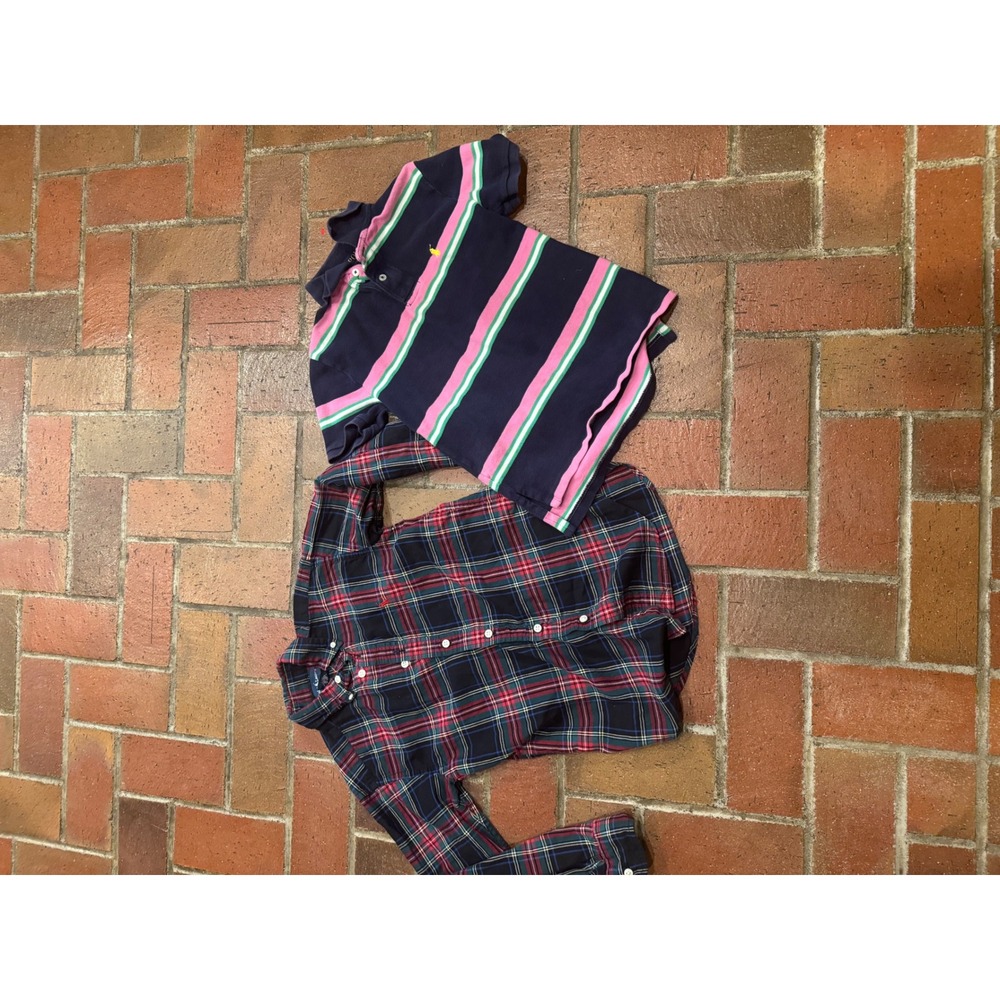 Polo‎ Ralph Lauren Boys Bundle Size S 8 Striped Polo and Plaid Flannel Shirt